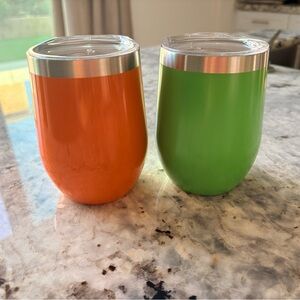 Insulated Stainless Steel Stemless Tumblers - Orange & Green - BNIB!